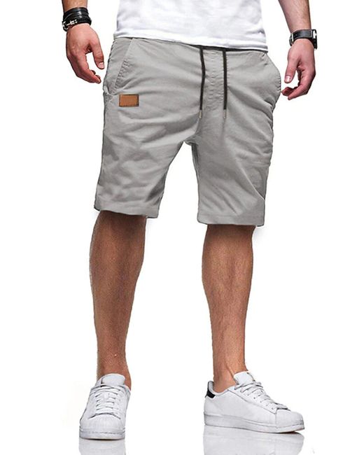 JMIERR Chinoshorts Kurze Hosen Sommer Baumwolle (, shorts) in Unifarbe in Gray für Herren