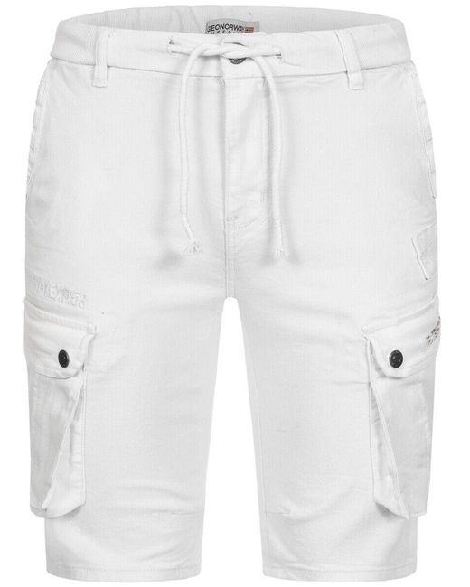 GEOGRAPHICAL NORWAY Cargo Shorts Kurze Hose Short Bermuda Knielang Sommer in White für Herren
