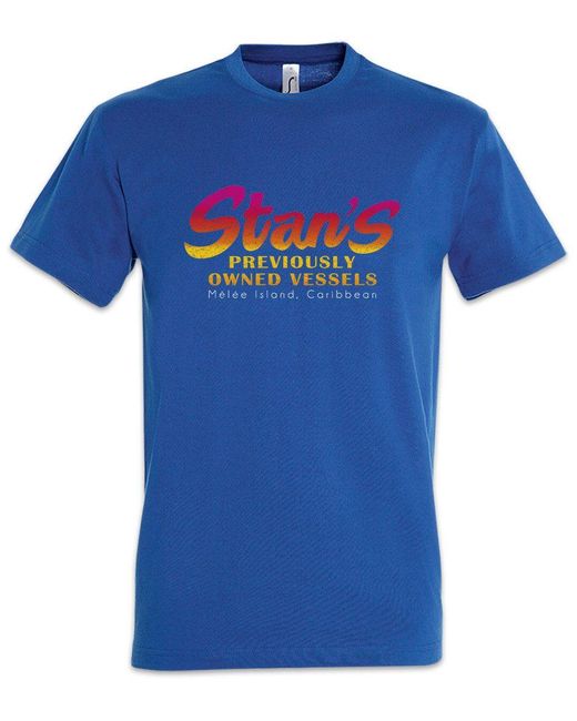 Urban Backwoods Print- Stan's T-Shirt The Game Secret Carribean Of Monkey Nerd Island in Blue für Herren
