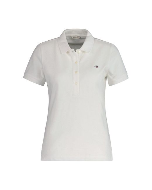 Gant White 4200870 Poloshirt mit Perlmuttimitatknöpfen