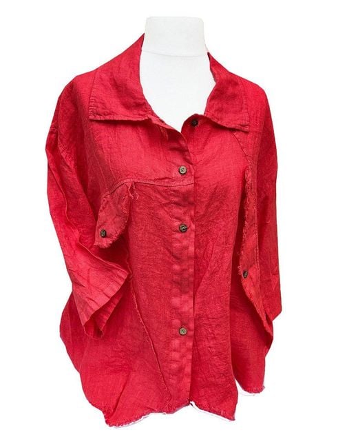 Otto Red Klassische Bluse SAISON Leinenbluse Sommer Blusenjacke Hemd