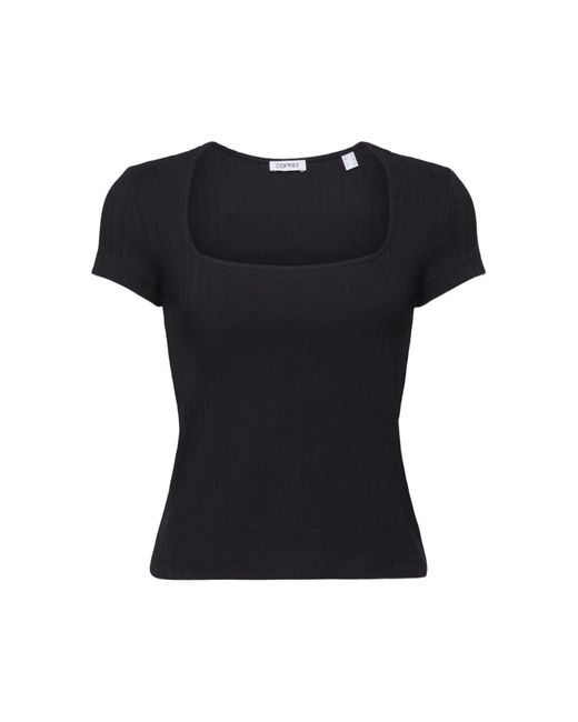 Esprit Black T-Shirt mit Karree-Ausschnitt (1-tlg)