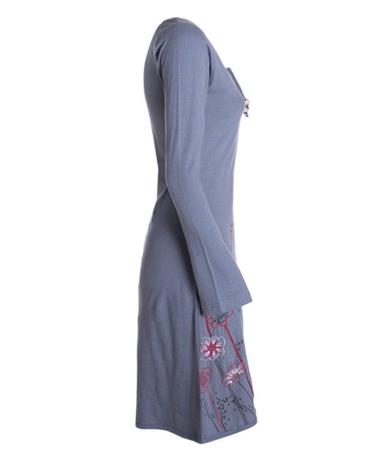 Vishes Blue Tunikakleid Langarm-Shirtkleid Tunika-Kleid Baumwollkleid