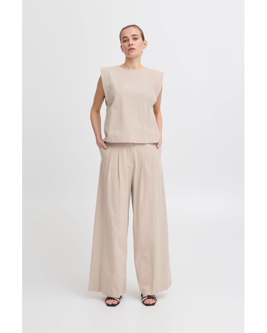 Ichi Pink Loungehose IHUNITY lässige Hose mit Bundfalten und Kordel