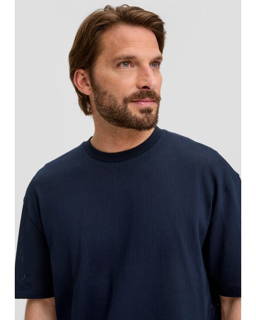 S.oliver Kurzarmshirt Crewneck-Shirt aus Jacquard im Relaxed Fit in Blue für Herren