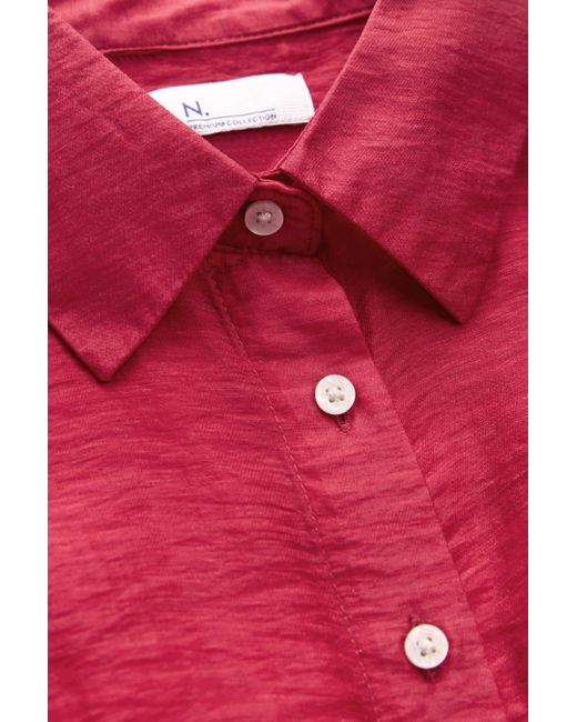 Next Red Blusenkleid Hemdkleid aus Lyocell-Leinen-Gemisch (1-tlg)