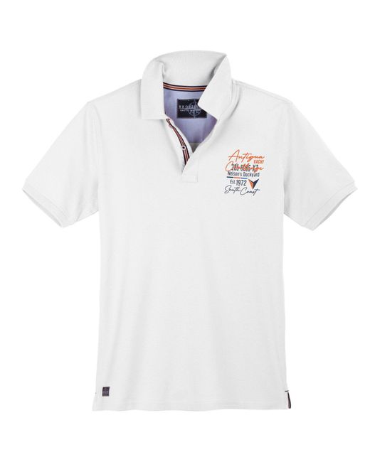 Redfield Übergrößen Poloshirt maritim Brustprint weiß in White für Herren