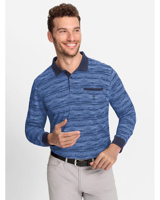 Hajo T-Shirt Langarm-Poloshirt in Blue für Herren
