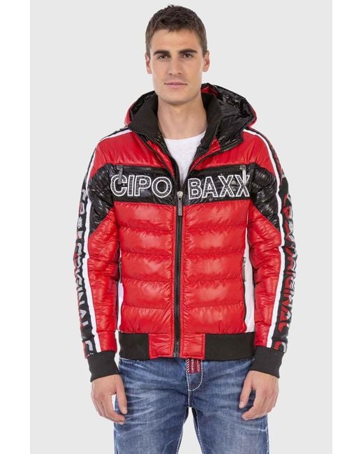 Cipo & Baxx Winterjacke Jacke mit modischer Steppung in Red für Herren