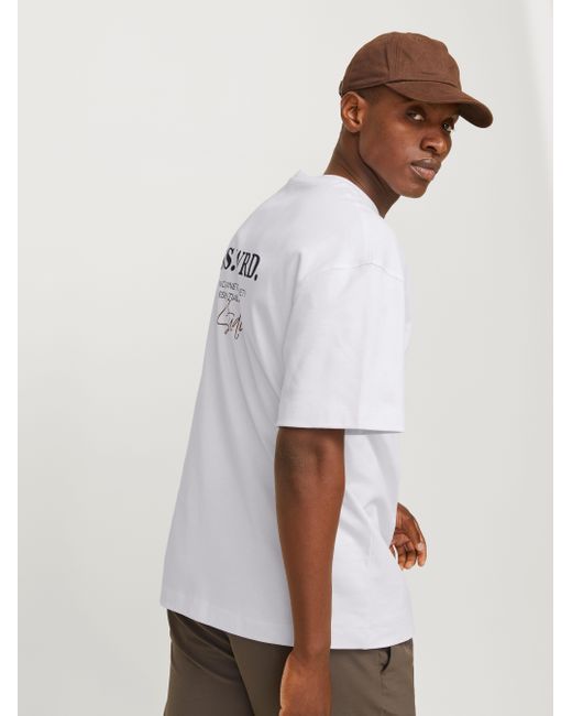 Jack & Jones Rundhalsshirt JJEURBAN EDGE STUDIO TEE SS O-NECK NOOS mit Front und Back Print in White für Herren