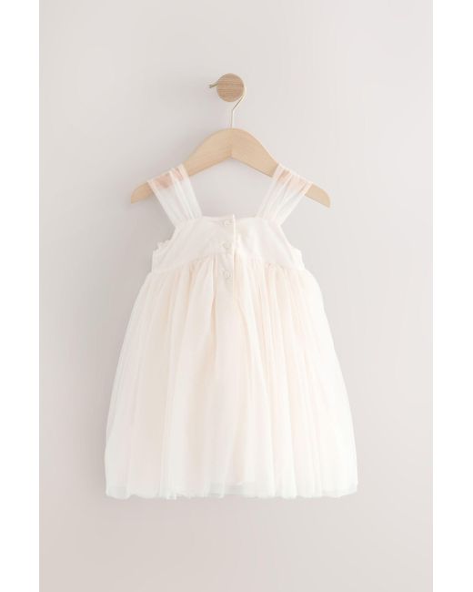 Next White Meshkleid Ärmelloses Partykleid mit Mesh (1-tlg)