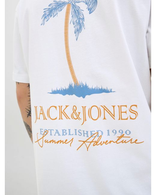 Jack & Jones Rundhalsshirt JJSUMMER VIBES TEE SS CREW NECK LN in White für Herren