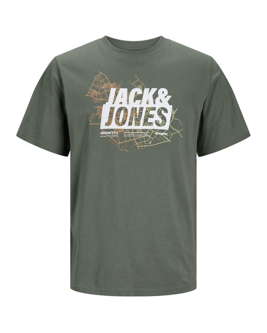 Jack & Jones & Rundhalsshirt Jack&Jones XXL T-Shirt agavengrün Logoprint JCOMAP in Green für Herren