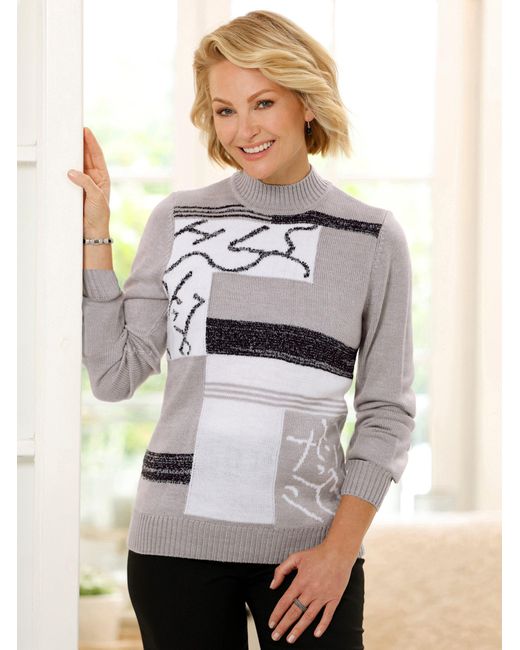 WITT Gray Strickpullover Stehkragenpullover