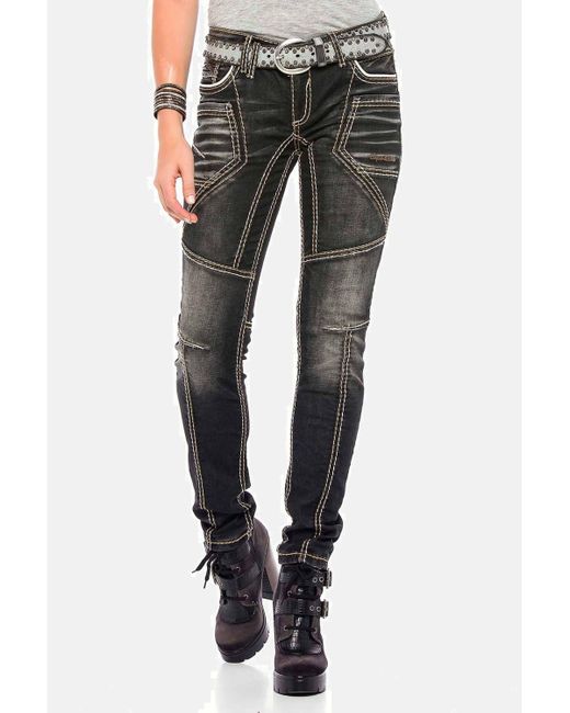 Cipo & Baxx Blue Slim-fit- Jeans mit extravagantem Nahtdesign, WD382