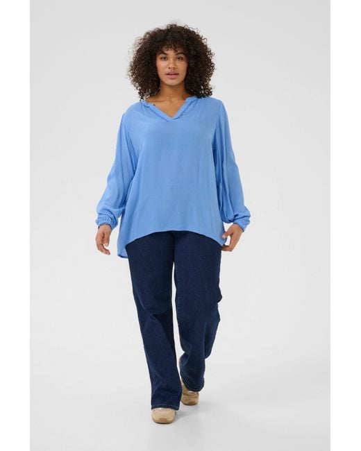 Kaffe Blue Langarmbluse Langarm-Bluse KCnoah Große Größen
