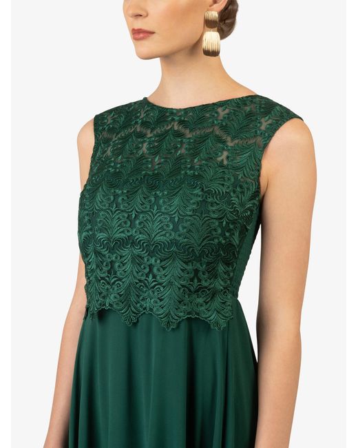 Kraimod Green Abendkleid aus hochwertigem Polyester Material mit Rundhalsausschnitt