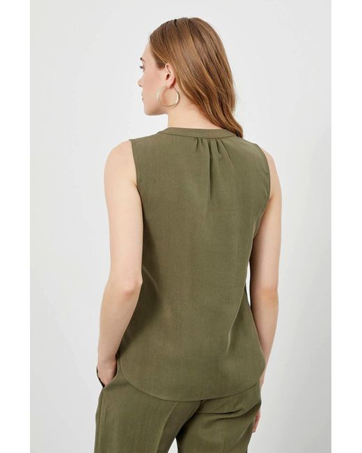 Just Like You Green Blusentop Ärmellose Bluse mit V-Ausschnitt