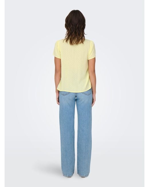 Jacqueline De Yong White Blusenshirt Oberteil Rundhals V-Ausschnitt Bluse JDYLIMA LIFE /S TOP WVN NOOS