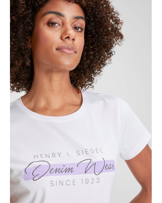 H.i.s. White T-Shirt mit zweifarbigem Frontprint