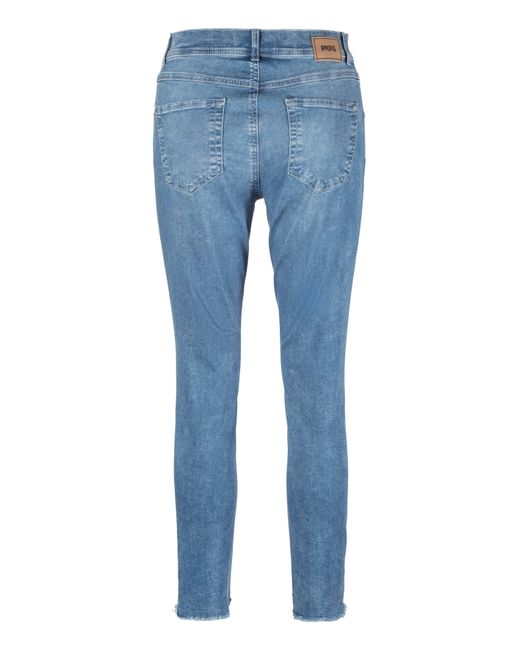 ANGELS Blue 7/8-Jeans ORNELLA FRINGE SEQUIN mit Stickerei und Paillettenverzierungen am Beinabschluß