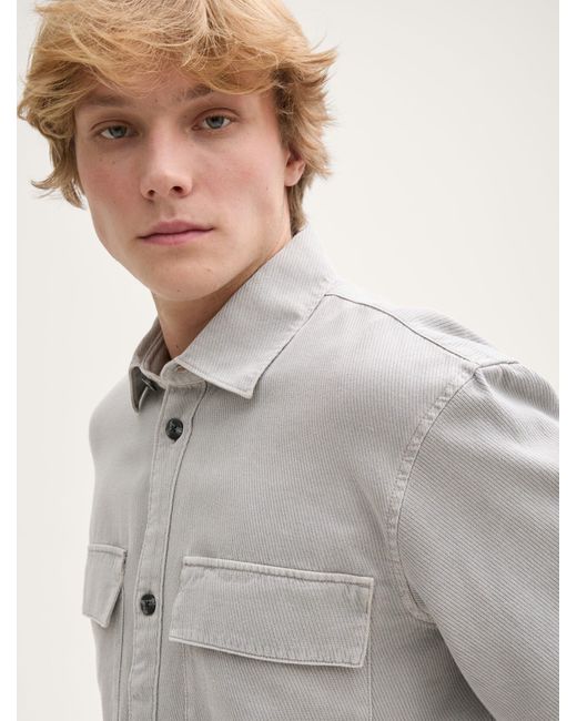 Tom Tailor Langarmhemd Twill Overshirt aus Baumwolle in Gray für Herren