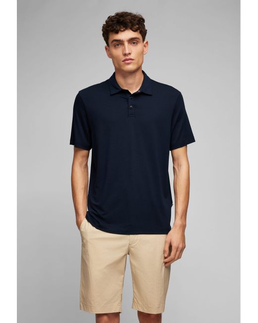 Hechter Paris Poloshirt (1-tlg) aus hochwertiger Lyocell-Elasthan-Verarbeitung in Blue für Herren