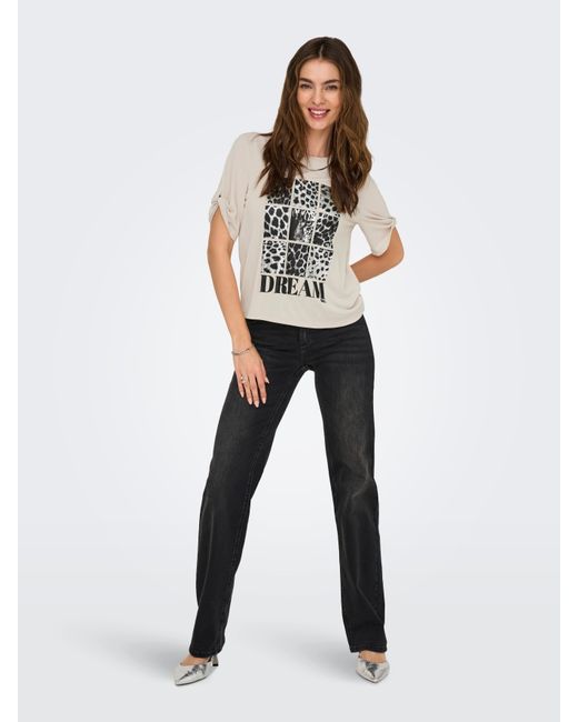 ONLY White Kurzarmshirt ONLFREE LIFE /S CREATE TOP BOX JRS