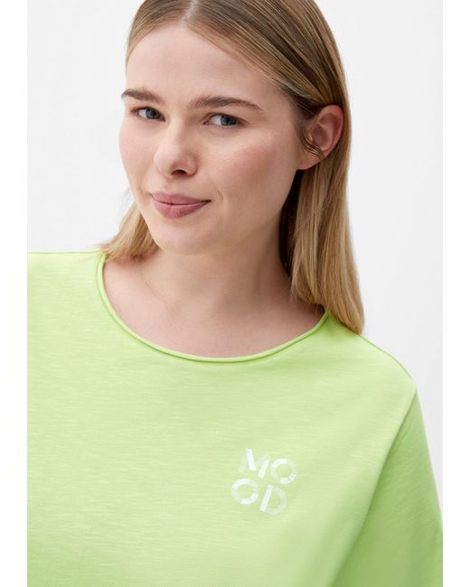 TRIANGL Green Kurzarmshirt T-Shirt mit Schriftprint Rollsaumblende, Artwork