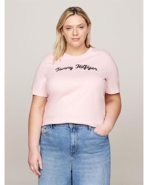 Tommy Hilfiger Pink T-Shirt CRV REG SCRIPT TEE SS Große Größen