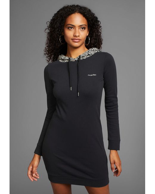 Kangaroos Gray Sweatkleid mit Allover-Print Kapuze