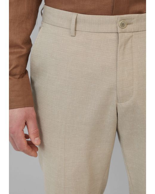 S.oliver .Oliver BLACK LABEL Stoffhose s.O PURE: Fein gemusterte Anzughose in Natural für Herren