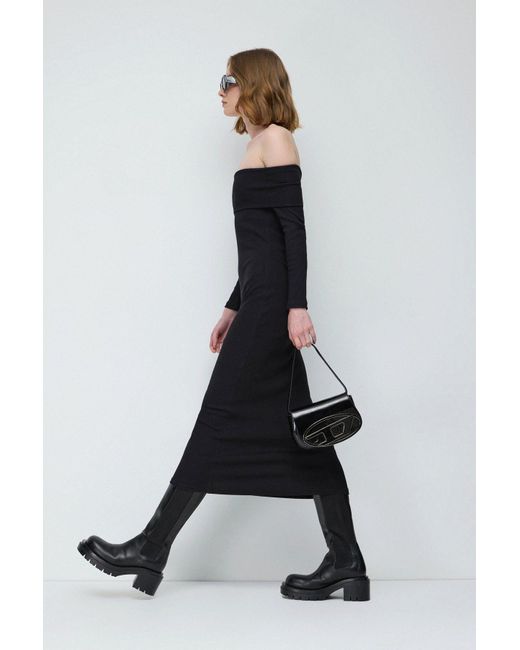 No Matter What Blue Maxikleid Schulterfreies Ripp-Midi-Kleid
