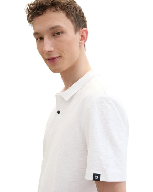 Tom Tailor Poloshirt in gerippter Optik in White für Herren