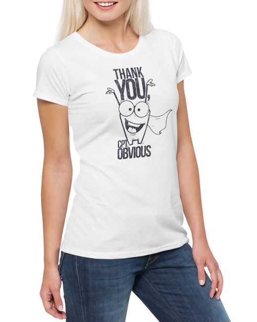 Urban Backwoods White Print- Thank You Captain T-Shirt Obvious Geek Nerd Fun Science