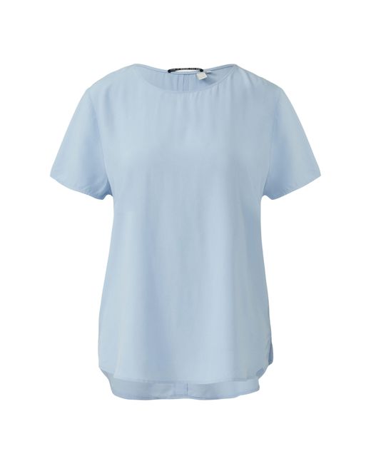QS Blue Kurzarmbluse mit All-Over Print
