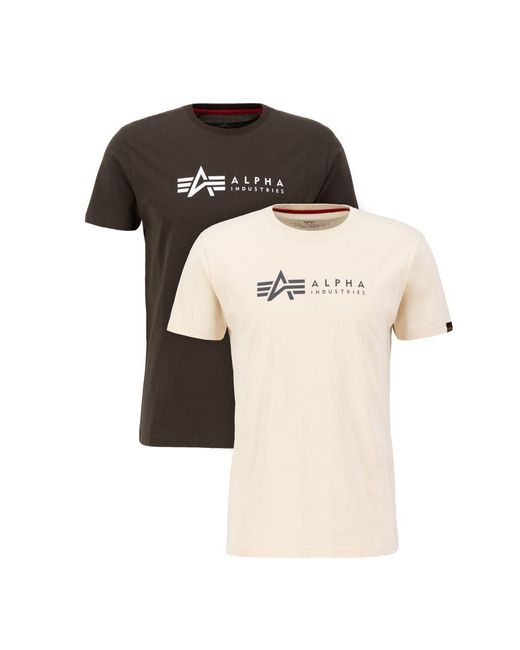 Alpha Industries Industries Print-Shirt Alpha Label T Pack (2-tlg) in Black für Herren
