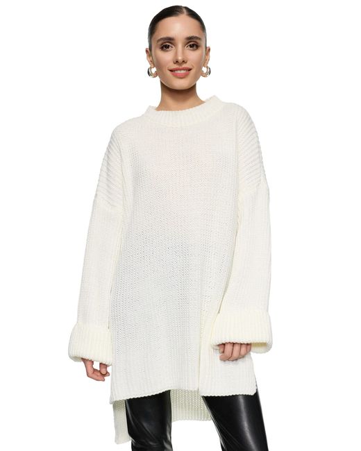 Worldclassca White Longpullover Oversize Strickpulllover)