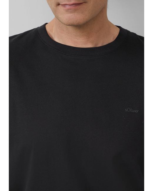 S.oliver Kurzarmshirt Baumwoll-T-Shirt mit kleinem -Print Logo in Black für Herren