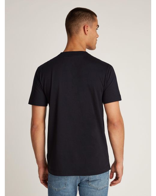 Calvin Klein Rundhalsshirt WOVEN LABEL REGULAR TEE Logostickerei in Black für Herren
