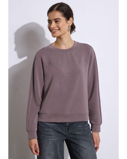 STREET ONE STUDIO Purple Langarmshirt mit Rundhalsausschnitt