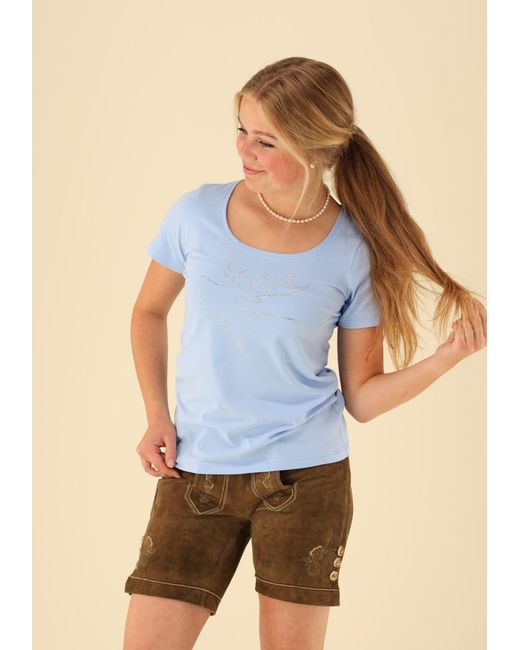 OS-Trachten Blue Trachtenshirt Zorino Tailliert