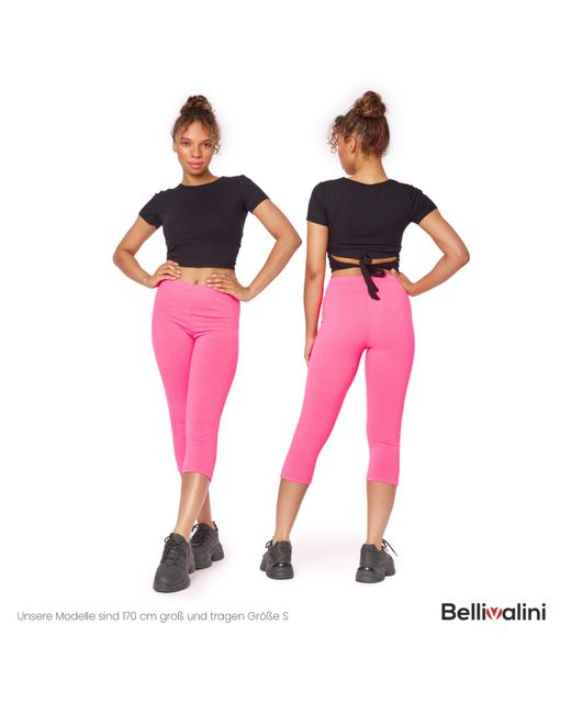 Bellivalini Pink Leggings Neon Hose 3/4 Radlerhose Jogginghose BLV50-302 (1-tlg) 80er Jahre