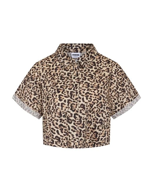 Noisy May Brown Blusenshirt Modisches -Design mit Leopard Print NMPEYTON /S CROPPED SHIRT WVN