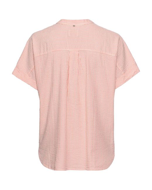 Camel Active Pink Kurzarmbluse Streifenbluse aus leichter Seersucker-Baumwolle