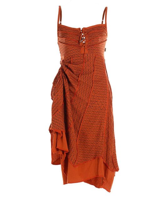 Vishes Red Sommerkleid Sommer-Kleider längen-verstellbar Spagettiträger-Kleid Hippi