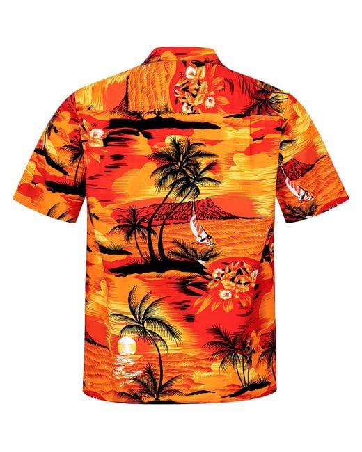 Hawaiihemdshop.de .de Hawaiihemd Hawaiihemdshop Hawaii Hemd Baumwolle  Kurzarm Strand Shirt in Orange für Herren | Lyst DE