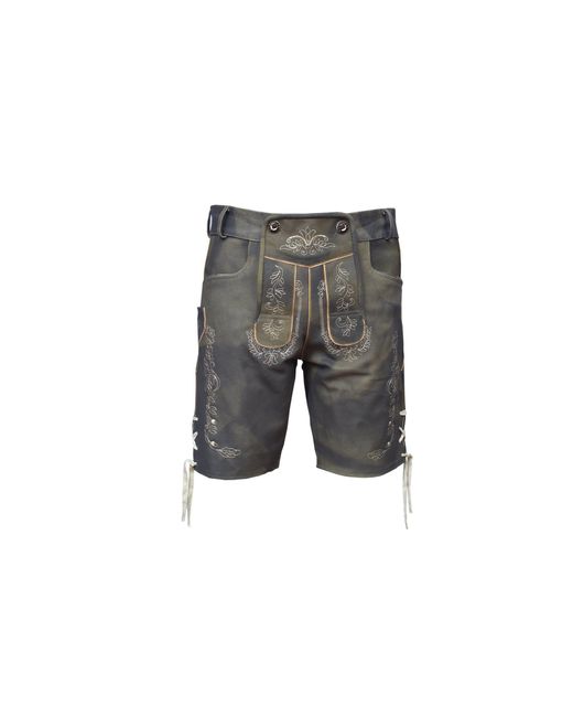 Ramona Lippert Trachtenlederhose Maximilian kurze Hose grau mit Gürtel Größe 44-60 in Gray für Herren