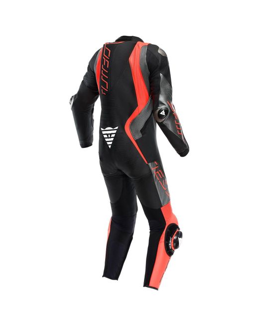 DAINESE Motorradkombi Audax D-Zip 1 tlg. Perf. Lederkombi schwarz / rot / antrazit in Black für Herren