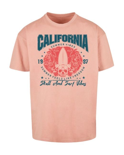 F4NT4STIC Shirt California skull summer vibes Premium Qualität in Pink für Herren